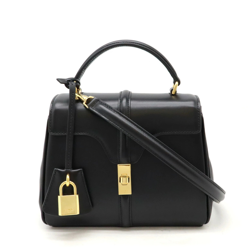 Celine Seize One Handle 2way Shoulder Bag Calfskin Black